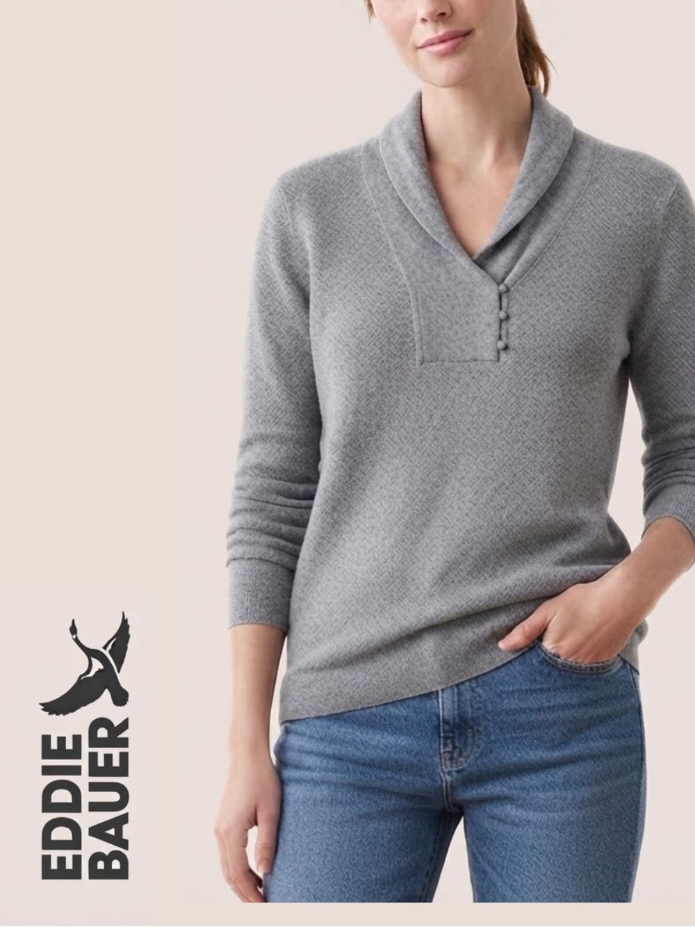 Henley Sweater • VGUC
Eddie Bauer • Women’s Shawl-Collar Knit Sweater •